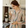 Spring and summer new retro oil painting striped pajamas couple casual loose short-sleeved trousers set loungewear