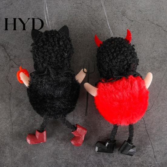 Halloween Door Hanging Decor Plush Witch Doll with Lanyard, Cute Furry Pom Three-dimensional Ball Ornament for Doors Windows Trees Party