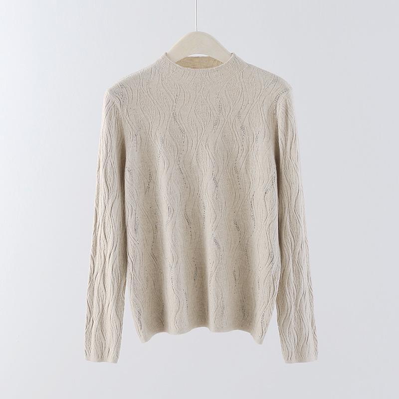 

Korean Autumn Knit Sweater - Semi-High Neck, Long Sleeve, Slimming Women s Pullover One Size хакі
