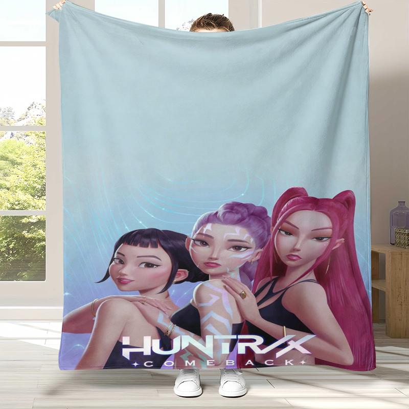 Manta de Franela K-Pop Demon Hunters Golden Saja Boys, Manta de Felpa Ultra Suave y Cálida para Hogar Dormitorio Cama Sofá Oficina Picnic