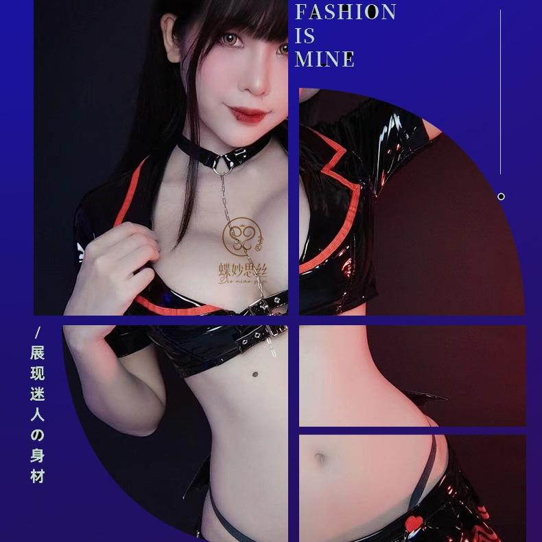 New Sexy Underwear Women's Sexy Patent Leather Seduction Pajamas Uniform Bedding Hot Flirting Set 65