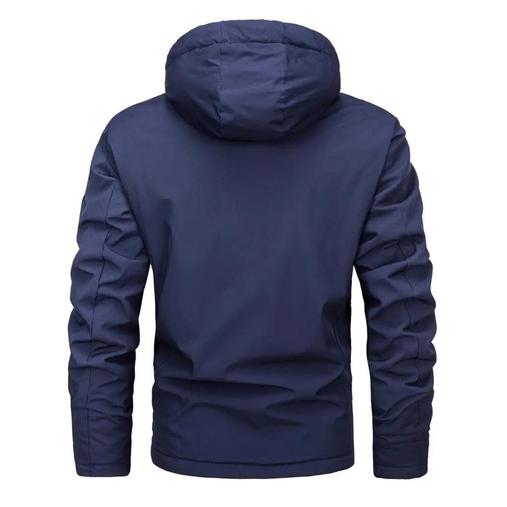 Herren Freizeitjacke mit Kapuze und Reißverschluss, einfarbig, Herren Dreifach-Schutzjacke, leicht, Windjacke