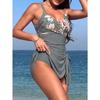 Women's Floral V-neck Wrap-style Swim Dress Featuring Adjustable Spaghetti Straps, a Tummy-control Design, and a Side-tie Detail