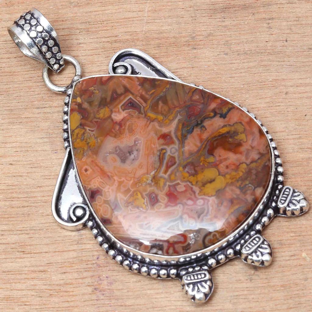Anhänger Stab Achat Edelstein Valentinstagsgeschenk Silberschmuck 2,25"