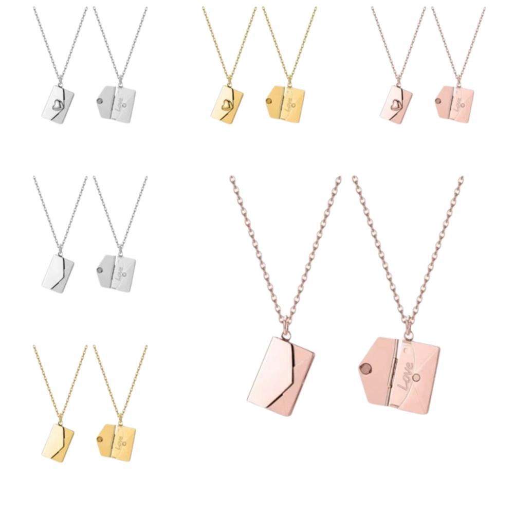 DIY Pendant Sweater Chain Heart Lovers Choker Necklace Simple Envelope Necklace  Couple