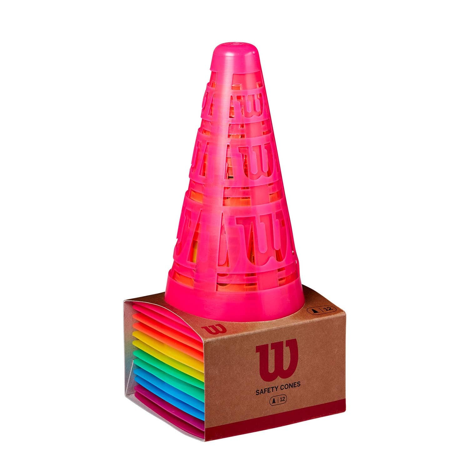 

Wilson Safe Cones Marker Cones, 12-Pack, Orange, Pink, Green, Red, Yellow, and Blue, WR8408701001