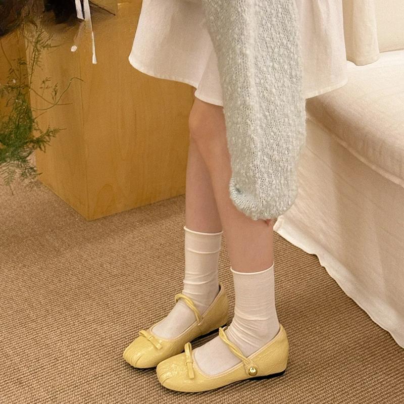 Candy Color Women Mary Jane Shoes Fashion Shallow Butterfly-knot Shoes Ladies Elegant Dress Internal Elevation Shoes