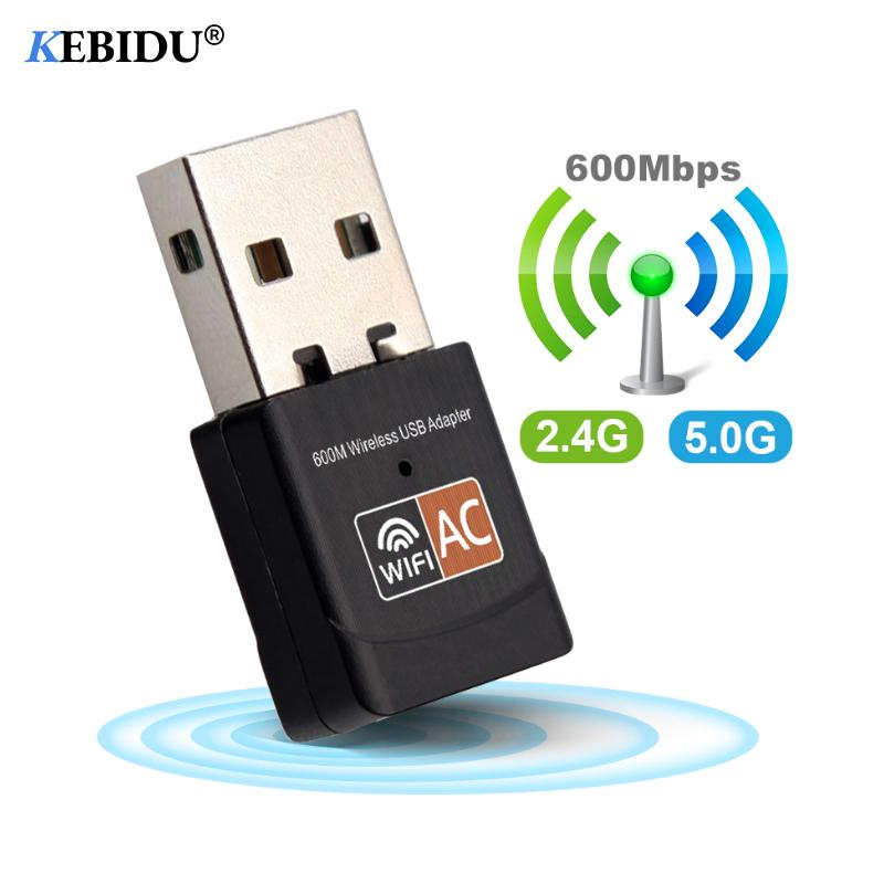 

Kebidu USB WiFi Adapter 600Mbps WiFi Antenna 2.4GHz 5GHz Dual Band 802.11b/n/g/ac Computer Laptop Mini Wireless Network Card Receiver
