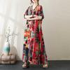 Summer Cotton and Linen Printed Loose and Simple Long Skirt for Women