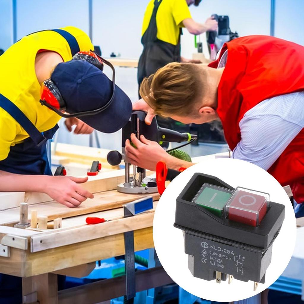 Waterproof 4 Pin AC250V 16A Magnetic Starter Power Tool Safety Switches Push Button Electromagnetic Switches for Machine Tool