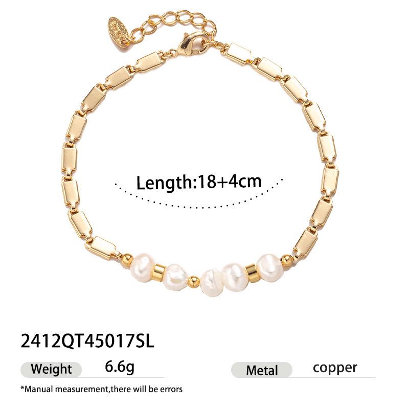 Элегантный трансграничный модный женский браслет с настоящим жемчугом - Изящный, Высококачественный, Для наслоения, Простой летний стиль.