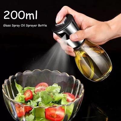 Sticlă Spray Ulei Sticlă 200ml 2în1 Pulverizator pentru Gătit Recipient Ulei Spray Borcan Sticlă Ulei de Măsline pentru BBQ Copt Ustensile de Bucătărie