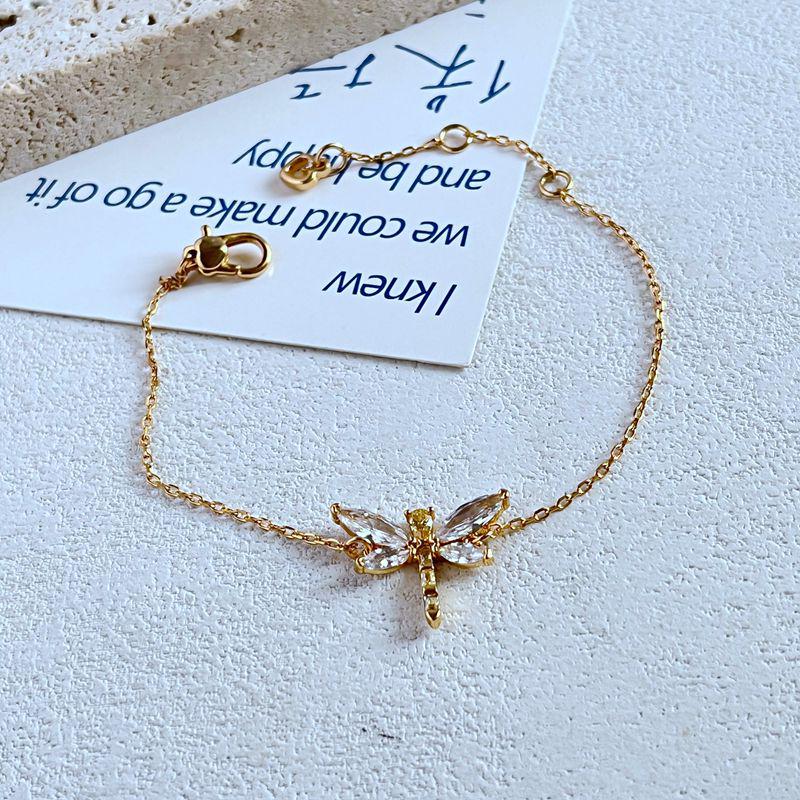 

Шикарный браслет-ожерелье с цирконом в виде стрекозы