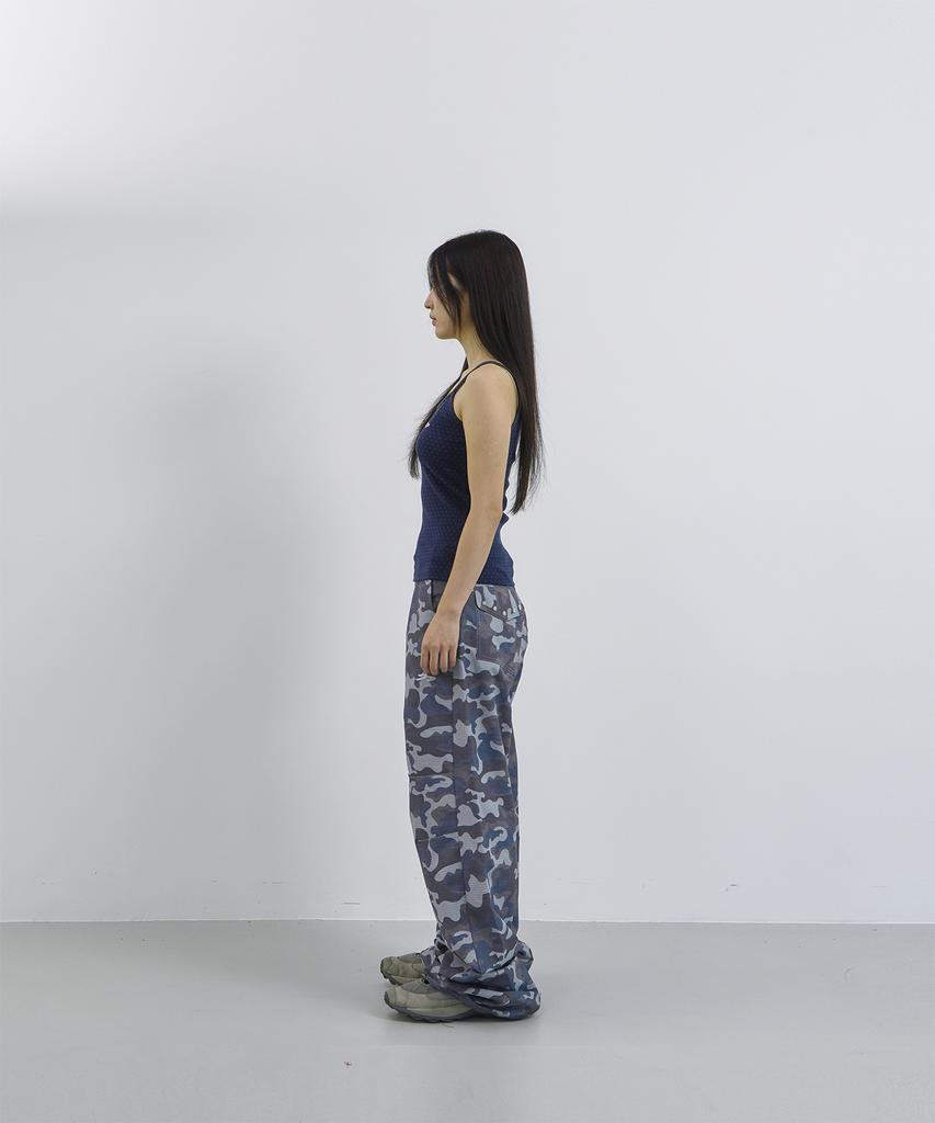Tansanmageunesyum Nylon Wide Studded Pants (Camo Sky Blue)