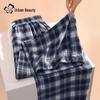 Women's High-Waist Loose Plaid Wide-Leg Casual Pants