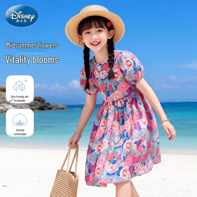 Disney Girls  Summer Floral Princess Cotton Dress 130