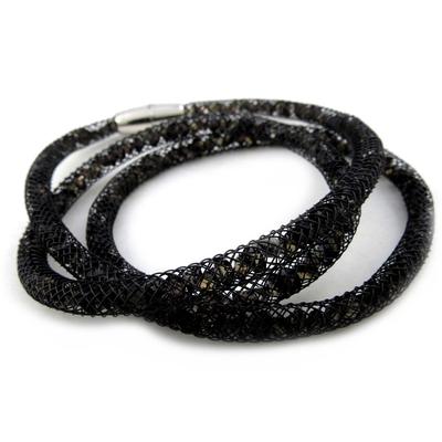 [M4110] - Black 'Joyaux' Designer Bracelet (3 Rows - 5 Mm)