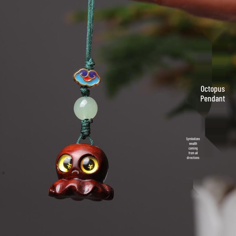 Rosewood Octopus Phone Bag Pendant & Keychain Accessory