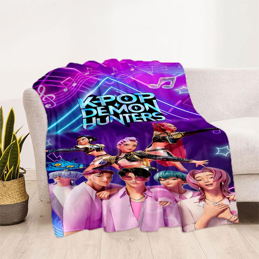 1pc K-Pop Demon Hunters Blanket Comfortable Soft Lightweight Multi Seasonal Blanket Travel Camping Picnics Sofa Office bedroom Perfect Gift Friends