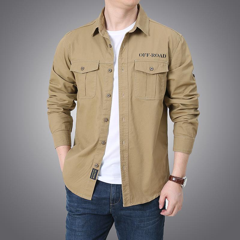 Summer Short-sleeved Work Shirt for Men Casual and Versatile Washing Multi-pocket Shirt Jacket