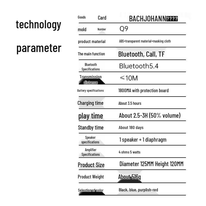 Bach Johann Q9 Mini Portable Bluetooth Speaker