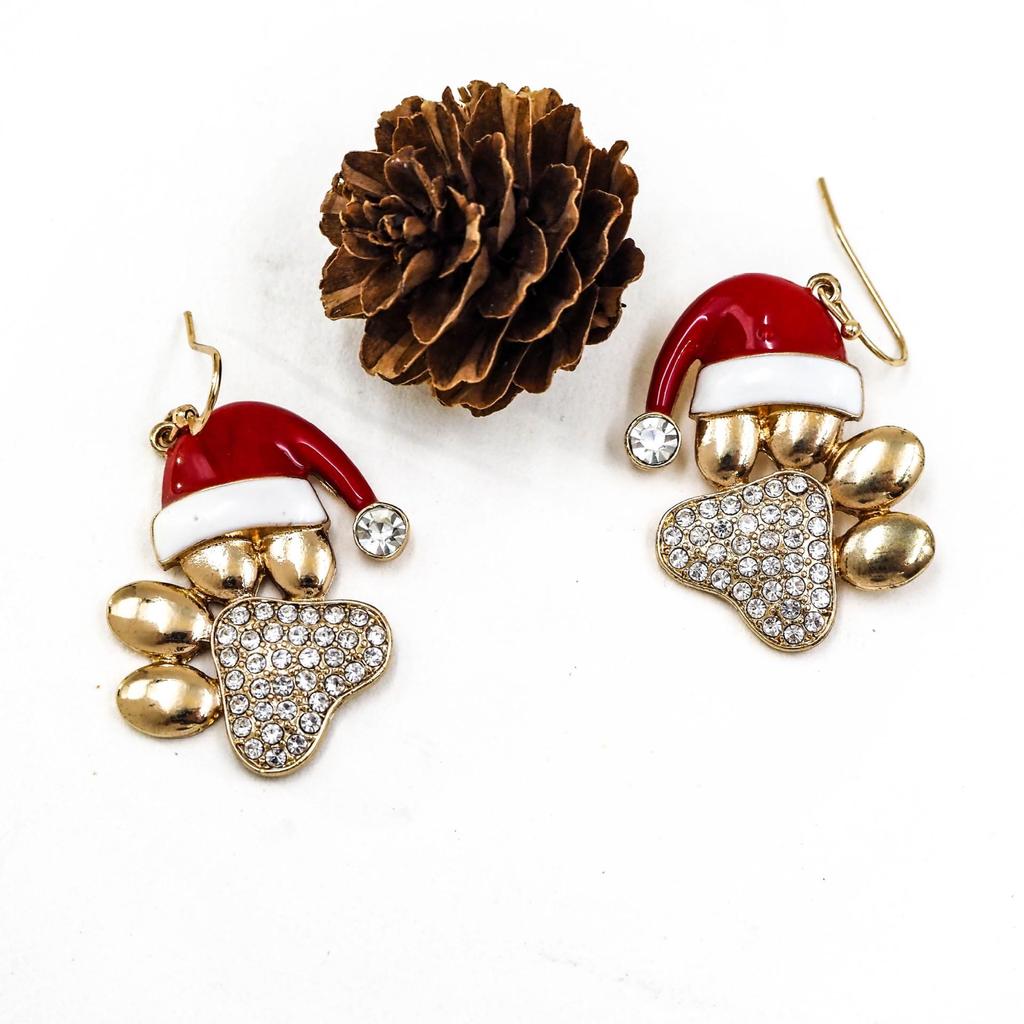 Christmas Puppy Paw Dangle Earrings - Women's New Cute Style
