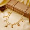 Fashion Shell Mermaid Tail Heishi Beads Clavicle Necklace for Women Multilayer Starfish Seahorse Chain Beach Jewelry Gift