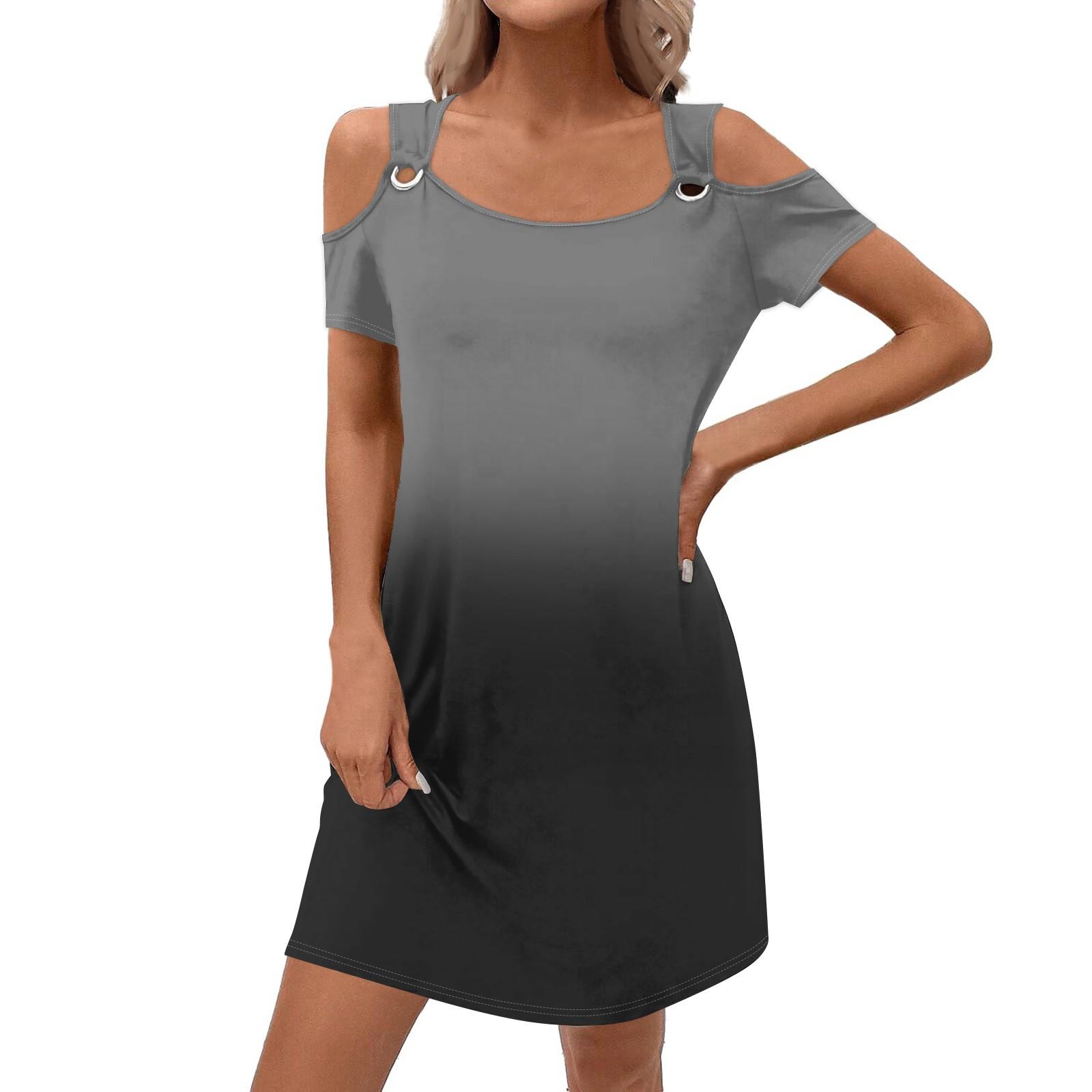 Women s Stylish Casual Summer Gradient Dress With Pockets L