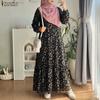 ZANZEA Vestito da Donna Casual Girocollo Ampio Manica Lunga Stampa Floreale