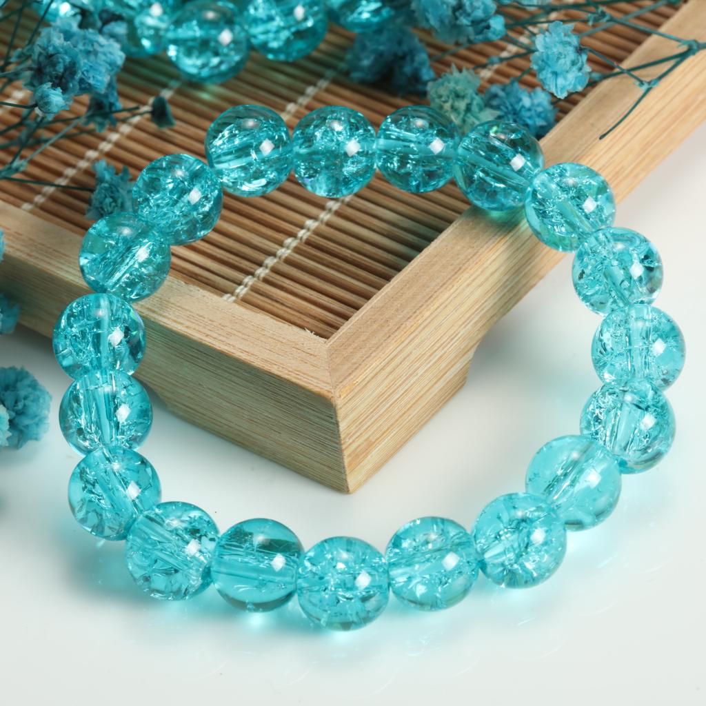 10mm Cracked Flower Glass Beaded Bracelets, Multi-Color Y2K Sweet Cool Style Bracelets for Women Fashion Jewelry Accessories