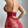 Sexy Lace Babydoll Dress for Women Sheer Mesh Chemise Sleepwear Side Split V Neck Nightgown for Honeymoon Anniversaries
