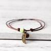 Ceramic Beaded Bracelet Bangle Rope Chain Vintage Leaf Pendant Couple Jewelry