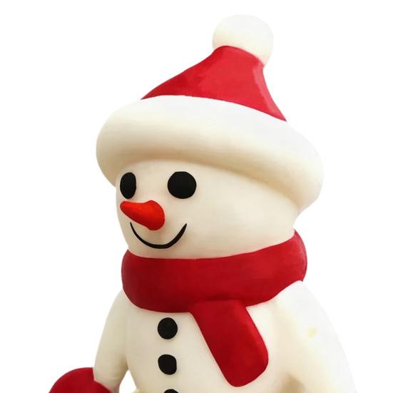 Yousheng 3D Printed Snowman Ornament Christmas Snowman Figurine with Articulated Legs Sitting Snowman Stress Relief Toy for Desk Shelf Festive