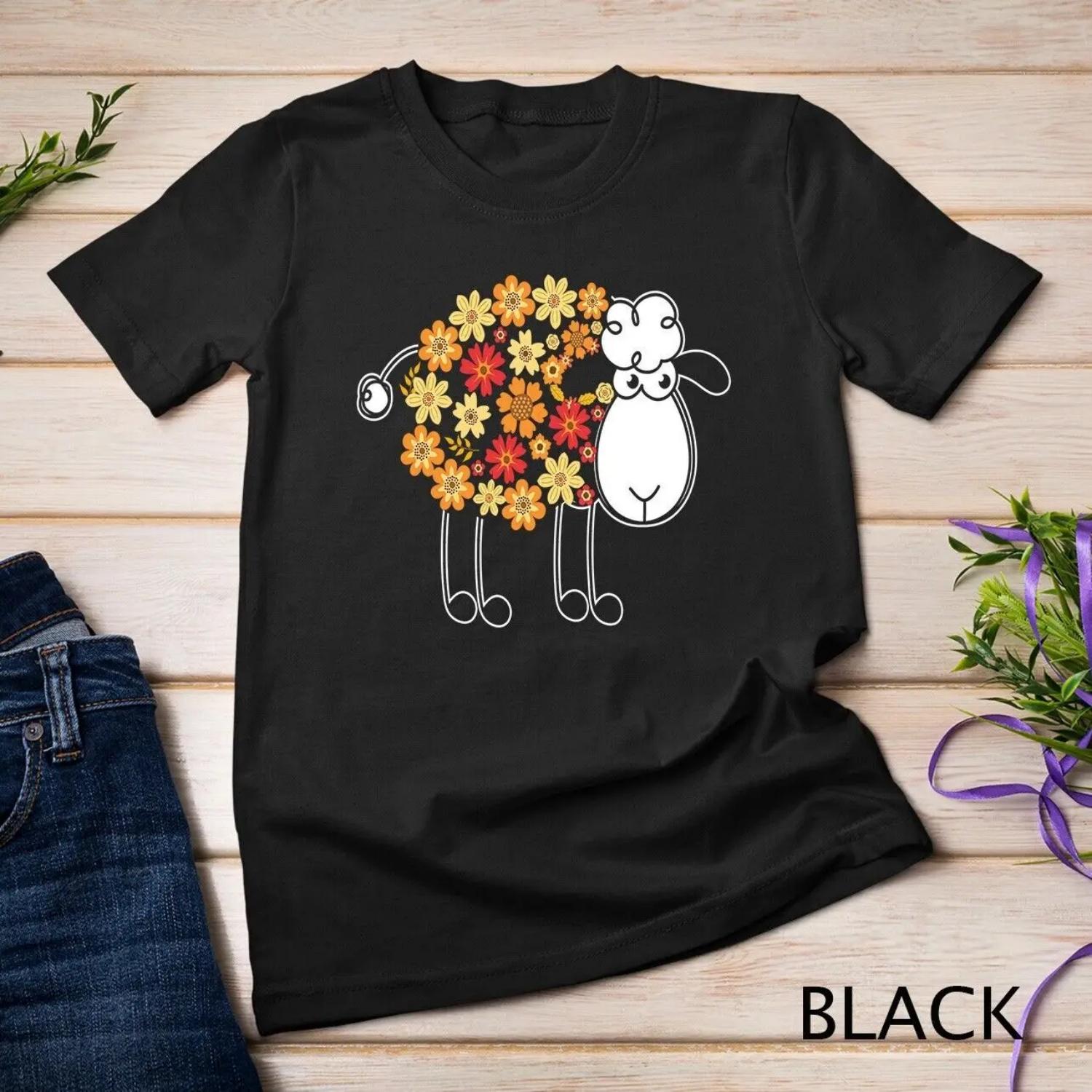 Funny Flower Sheep Design for Farming Lovers T shirt S чёрный