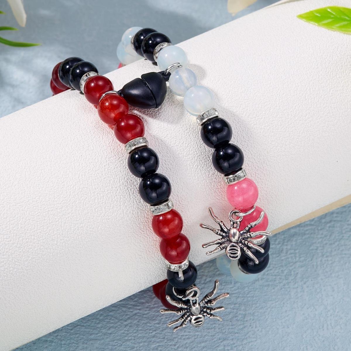 

2 шт. Хэллоуин Пара Мода Индивидуальность Паук Бусина Эластичный Браслет Браслет Свидание Путешествие Банкет Вечеринка Праздничный Наряд Подарок
