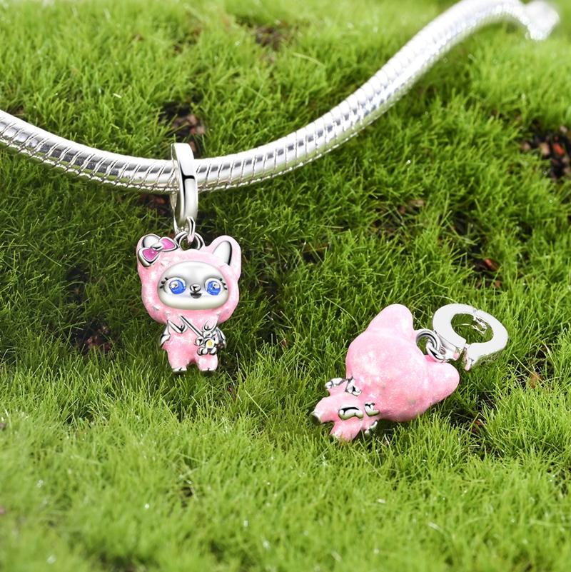 Copper Strawberry Rabbit Painter Doll Fox Charms Beads Fit Original Bracelet Necklace Fine Jewelry Women Diy Gifts