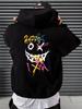 Fröhliches Wort Lustige Persönlichkeit Buntes Muster Kapuzenpullover Herren Tasche Comics Pullover Herbst Weich Streetwear Mode Hip Hop Kleidung