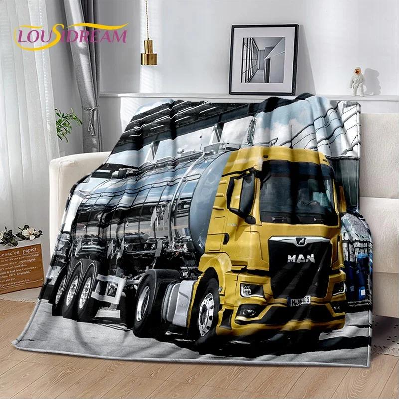 Coperta morbida in flanella 3D con motivo Camion per Letti Camera da letto Divano Picnic, Coperta da lancio per Coprire Tempo libero all'aperto Riposo Regalo