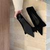 2025 New Autumn and Winter Suede Bow Thin Heel Shallow Mouth Foot Cover Versatile Women's Single Shoes