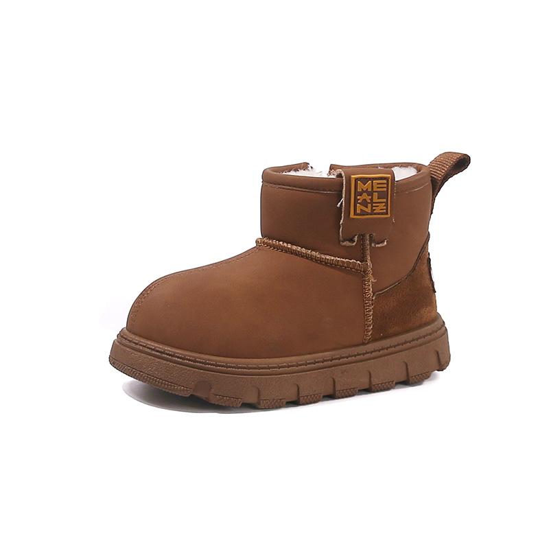 

Children Winter Warm Cotton Shoes Plush Thicken Skids Now Boots Non-Slip Comfortable Wear Boys Girls Casual Shoes Suede Boot 26 коричневый