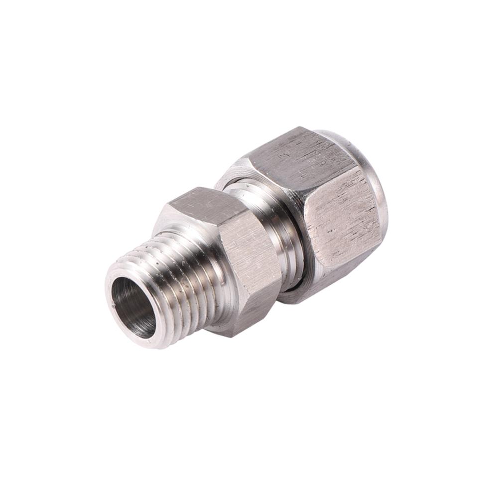 SS 304 Double Ferrule Pipe Straight Fitting 3/8" Tube To 1/4" Male NPT BSP Stainless Steel Pipe Fitting 1 Pc