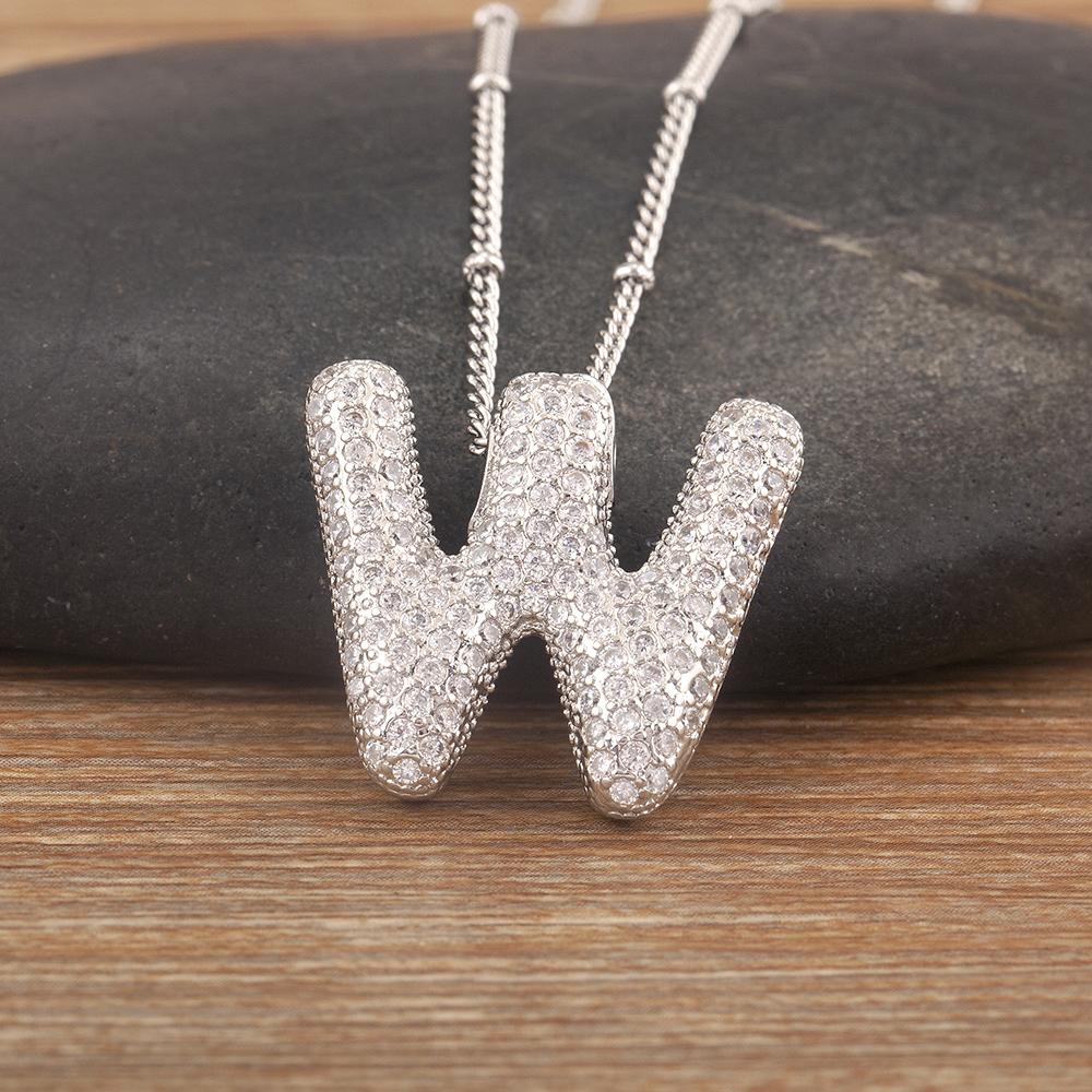 Nidin Vânzare Fierbinte Pavé Cristal Zircon A-Z Litere Colier cu Pandantiv Inițialele Numelor Cuplurilor Alfabet Bijuterii Cadou Fin