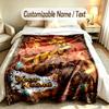Dinosaur Theme Custom Blanket Personalized Name & Text Customized Soft Warm Throw Blanket Home Decor