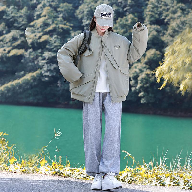

Couple American down cotton clothes New cotton clothes Design sense Flying clothes Women s loose tooling jacket jacket 2XL зеленого кольору хакі