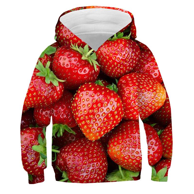 Moletons com Estampa de Batata Frita para Crianças Suéteres Coloridos com Estampa de Doce Macaron Frutas 3D Moletom Roupas Infantis
