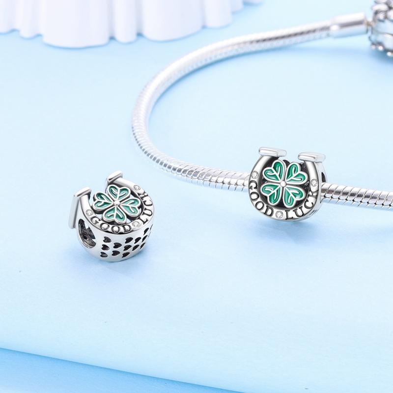 Charm Genuine Copper Horseshoe Four-Leaf Clover Bead Fits Bracelets Women Jewellery Do-It-Yourself Beautiful Gifts Accessory