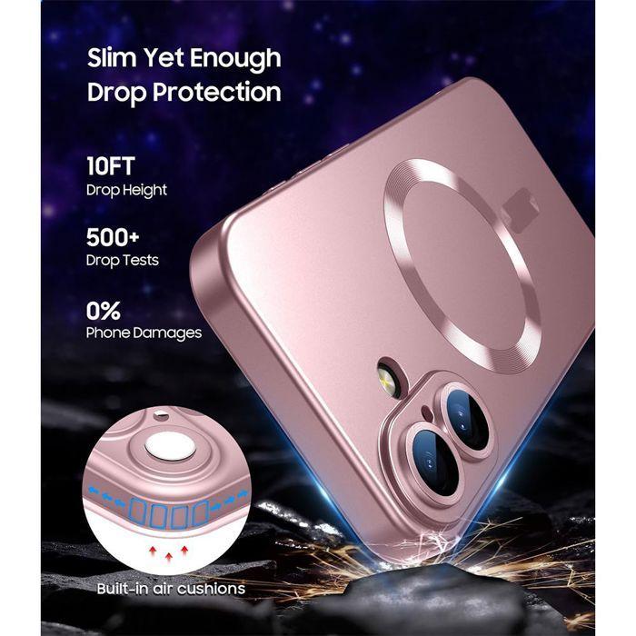 Coque de Protection - E.F.Connection - iPhone 17 Pro - avec Cercle Magnétique Rose - 2 Verre Trempé