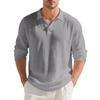 Europäisches Herren Atmungsaktives Baumwoll-Leinen Langarm Poloshirt