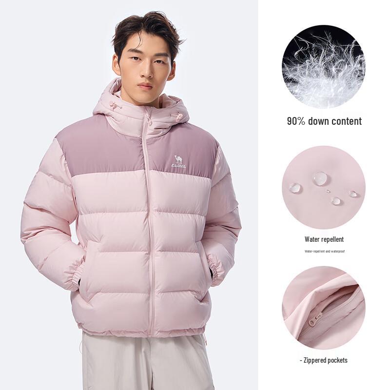 CAMEL Unisex 90% Down Water-Repellent Hooded Outdoor Jacket