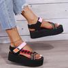 Fashion 2024 New Summer Women's Shallow Mouth Leaky Toe Platform Sandals Outdoor Simple Mixed Color Wedge Sandals Women's Sandalias